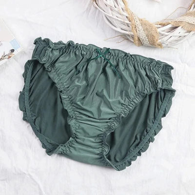 Large Size Mid Waist Panties For Women Ladies Breathable Underwear Briefs Elastic Comfortable Sexy Ruffles Underwear Lingerie
