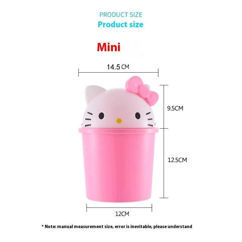 New Sanrio Hello Kitty Home Bedroom Living Room Bathroom Kitchen Large Trash Can Small Kawaii Cartoon Adult Desk Trashes Can