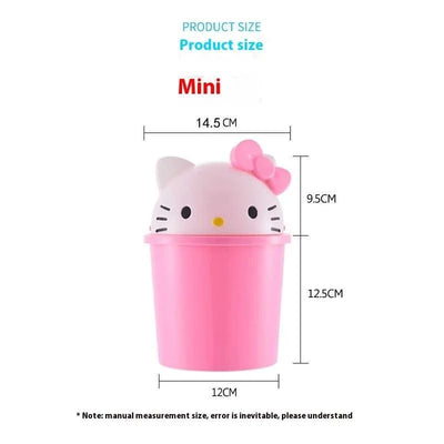 New Sanrio Hello Kitty Home Bedroom Living Room Bathroom Kitchen Large Trash Can Small Kawaii Cartoon Adult Desk Trashes Can