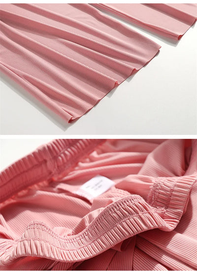 Female Home Clothes 2 Pieces Set Lady Home Suit Summer Women Lounge Wear Autumn Loose Homewear Suit for Women Pajamas Pants Set