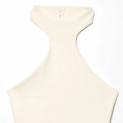 Women's Dress New Summer 2025 White Halterneck Panelled Dress Sexy off-the-shoulder design Elegant temperament Personality