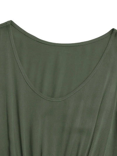 New European and American Dress for Women Clothing Leisure Vacation Simple Split Fork Solid Sleeveless V-neck Dress with Belt