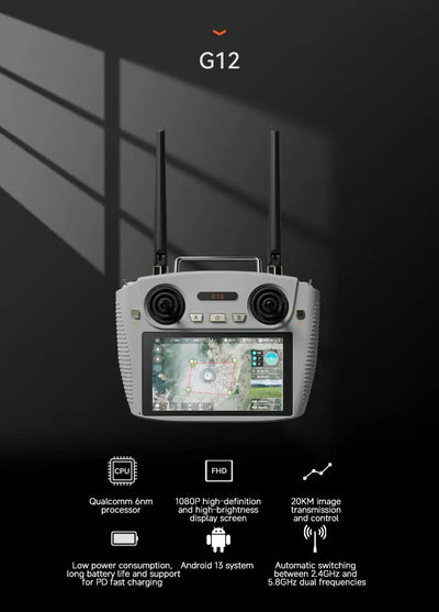 SKYDROID G12 Drone Remote Control 2.4GHz/5.8GHz dual band switching 20KM wireless high-definition image transmission