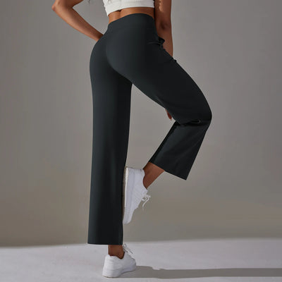 Wide Leg Pants With Pockets Women's Loose Yoga High Waist Legging Drawstring Outdoor Casual Jogging Gym Sports Flare Pants