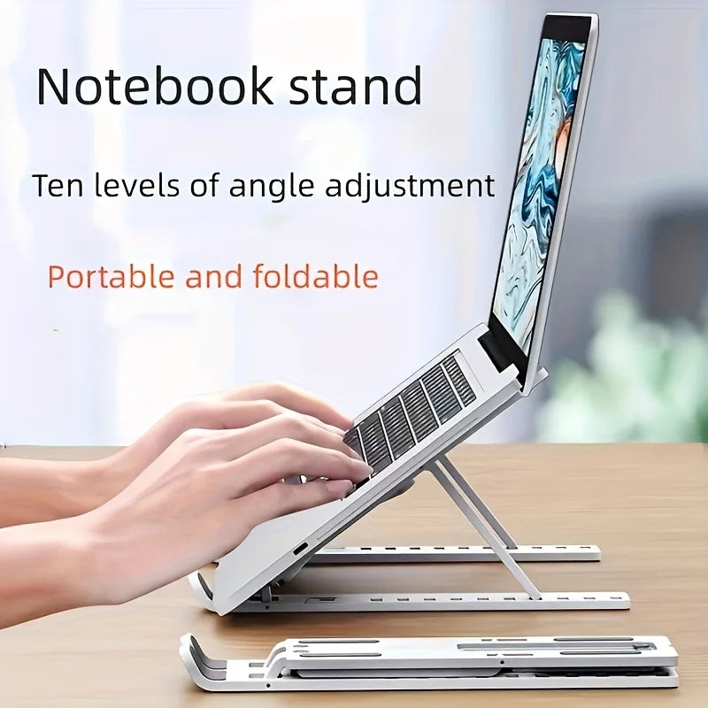 Adjustable Plastic Laptop Stand - Portable Foldable Cooling Desk Stand with Ergonomic Angle Adjustment, Laptop Stand for Desk