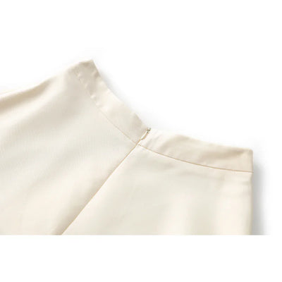 Vintage Elegant Style Lady Solid A-line High Waist Office Casual Wear Women Midi Skirt