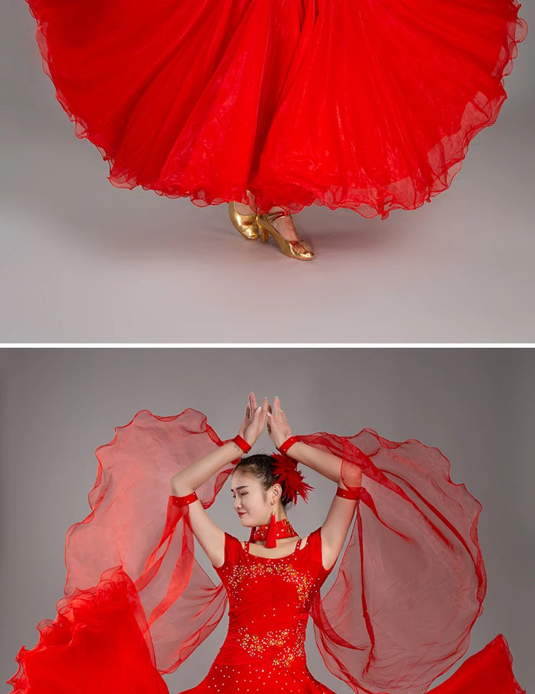 2025 Newest Woman Ballroom Dance Competition Dress Dance Ballroom Waltz Standard Dance Dress Women Ballroom Dress 009