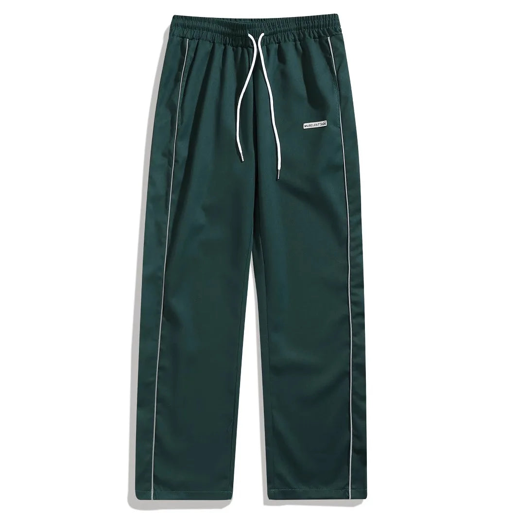 Men's New Woven Trousers High Street Trend Retro Casual Cuff Long Pants