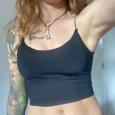 Women Crop Tops Ice Silk Summer Bra Sports Spaghetti Strap Top