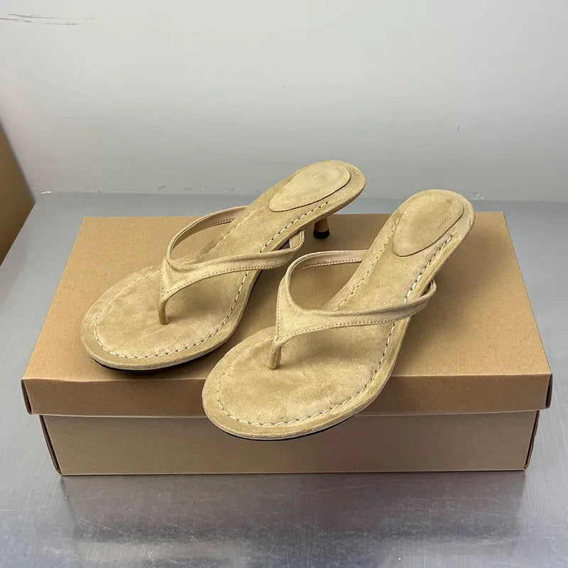 2025 Female Slip On Footwear Fashion Shallow Women Low Heel Sandals Shoes Slingbacks Pointed Toe Ladies Heeled Sandals Shoes - Elanique