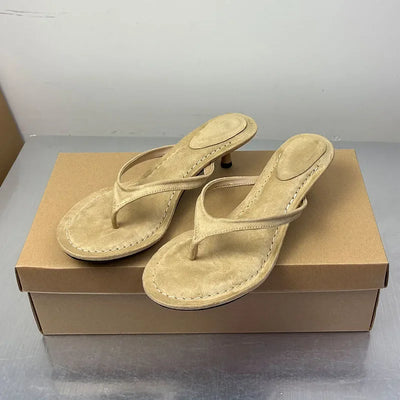 2025 Female Slip On Footwear Fashion Shallow Women Low Heel Sandals Shoes Slingbacks Pointed Toe Ladies Heeled Sandals Shoes - Elanique