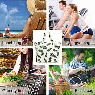Beach Tote Bag Women Foldable Travel Bag with Anti-Sand Pocket