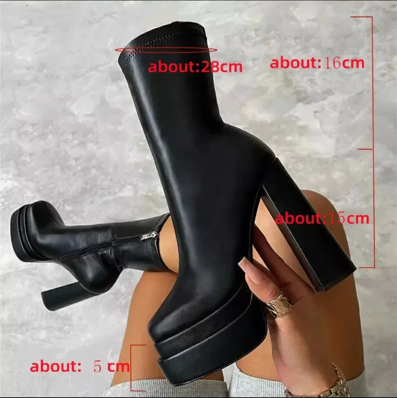 Designer Woman Shoes 2025 New Fashion Platform Boots Ladies High Quality Luxury Women Leather Boots Women Super High Heels Boots