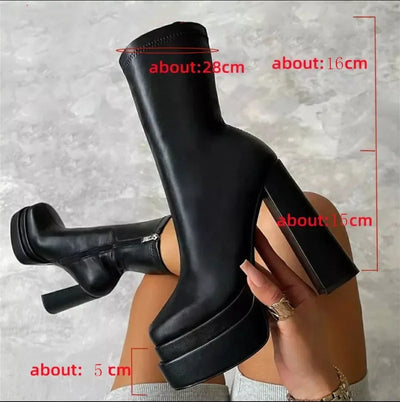 Designer Woman Shoes 2025 New Fashion Platform Boots Ladies High Quality Luxury Women Leather Boots Women Super High Heels Boots
