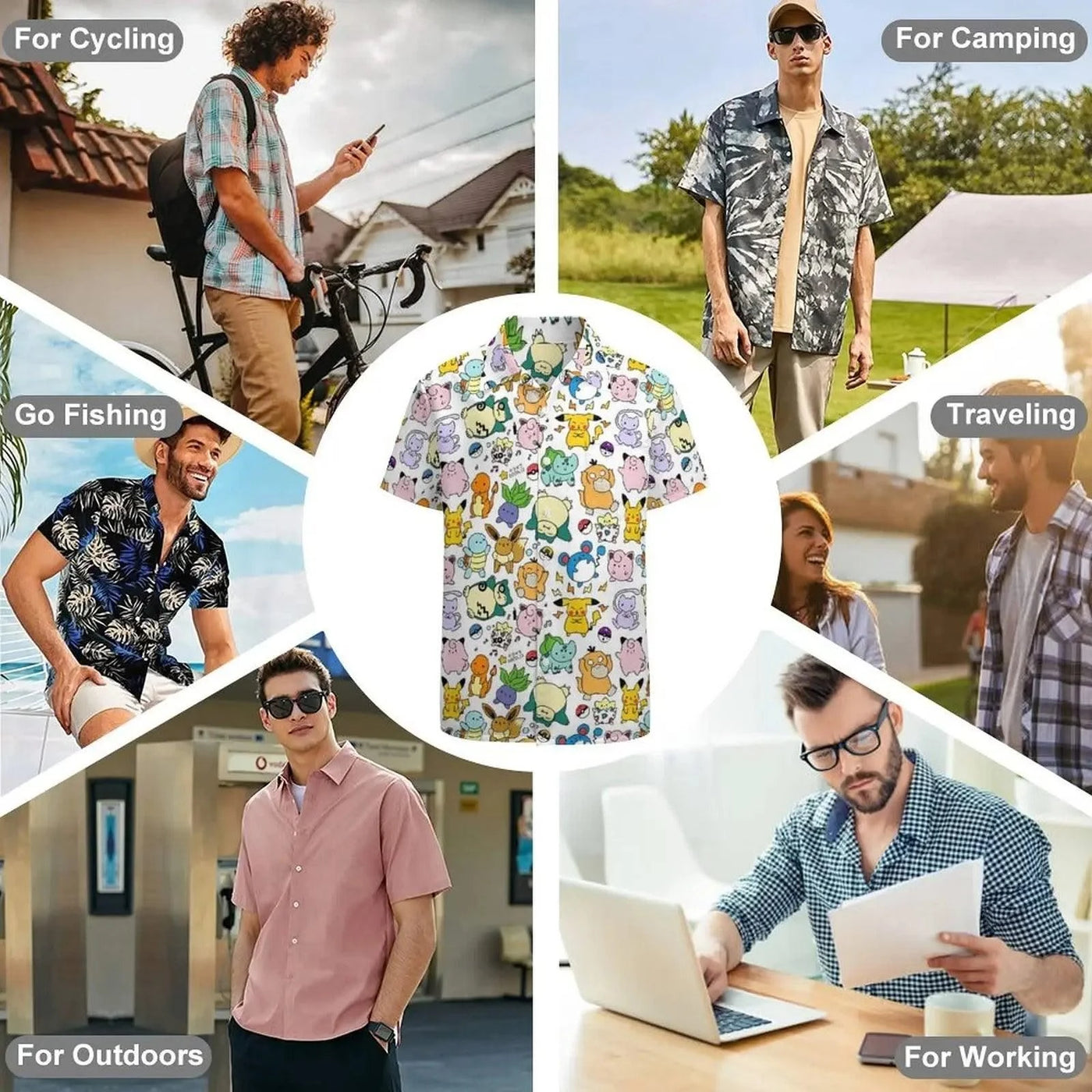 Summer Men's Shirt Cute Animal Print  Shirt