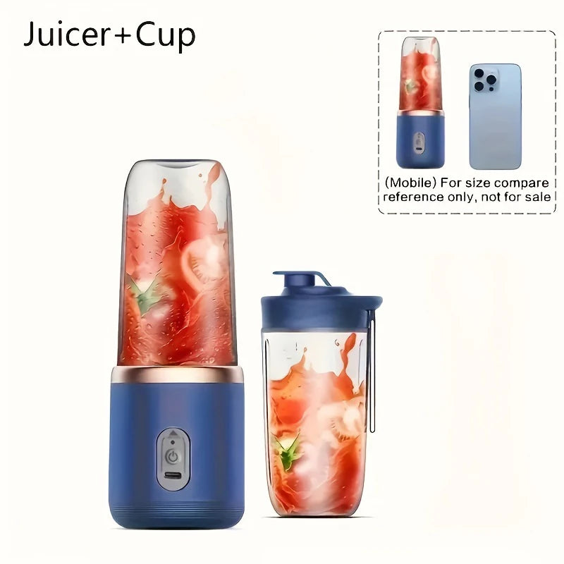 Portable Blender & Juicer 2-in-1 - USB Rechargeable Includes 6 Blades & Double Cups Ideal for Smoothies Iced Drinks & Halloween
