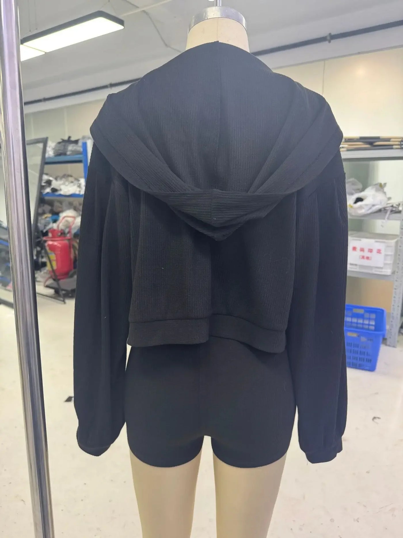 Solid Sport 3 Piece Set Crop Vest Hoodie Tracksuit Women Casual Sweatshirt Coat Mini Short Matching Set Sportswear 3 PCS Outfit