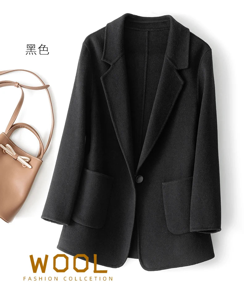 2023 New Women's Coat Pure Wool Plaids and Tweedst Fashion Camel Women's Coat Elegant Trench Coat