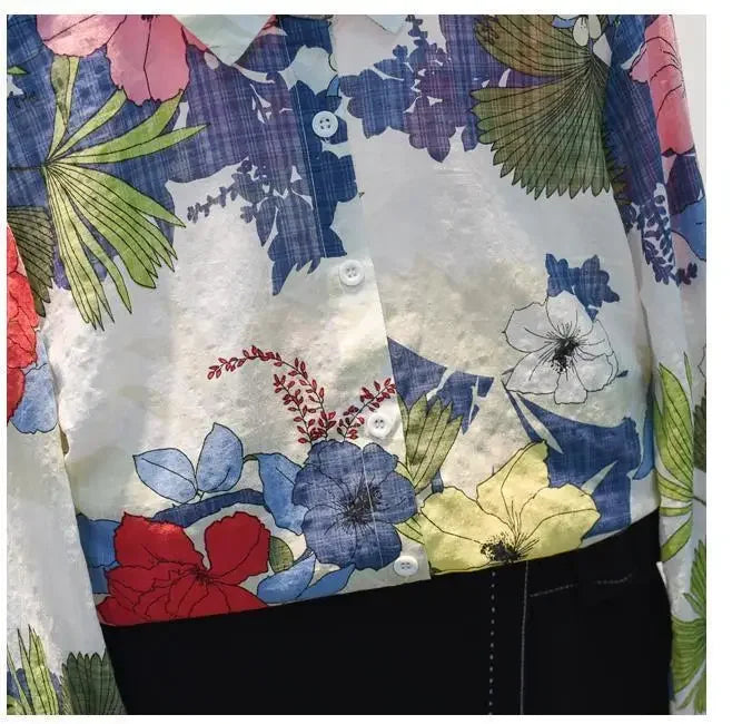 Spring Autumn Cotton Linen Casual Fashion Floral Print Shirt Ladies Loose All-match Sweet Blouse Femme Comfortable Top Women
