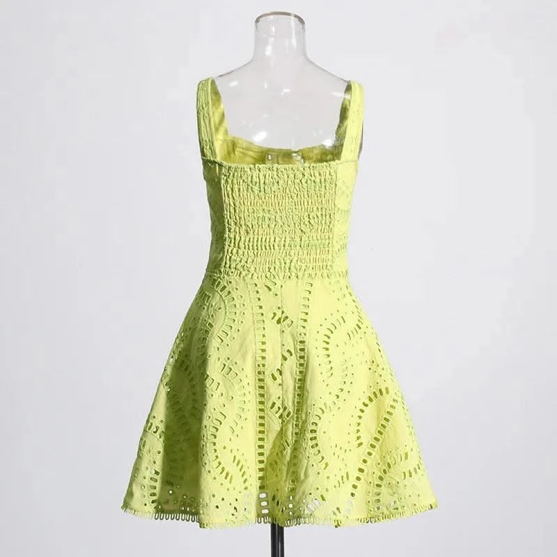 Summer Sundress Holiday Print Embroidery Cotton Short Cake Dress Women Sleeveless Tank Elastic Back Cocktail Party Vestidos