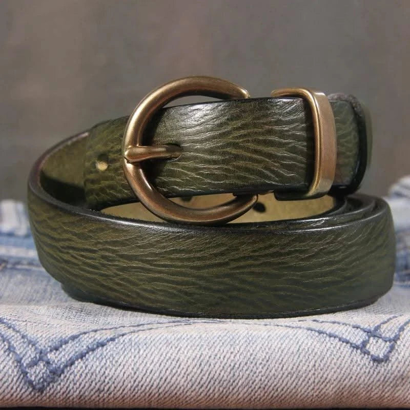 Genuine Leather Brass Buckle Belt for Women | Jeans Casual Dress |  Ladies Designer Trendy Belts Waistband