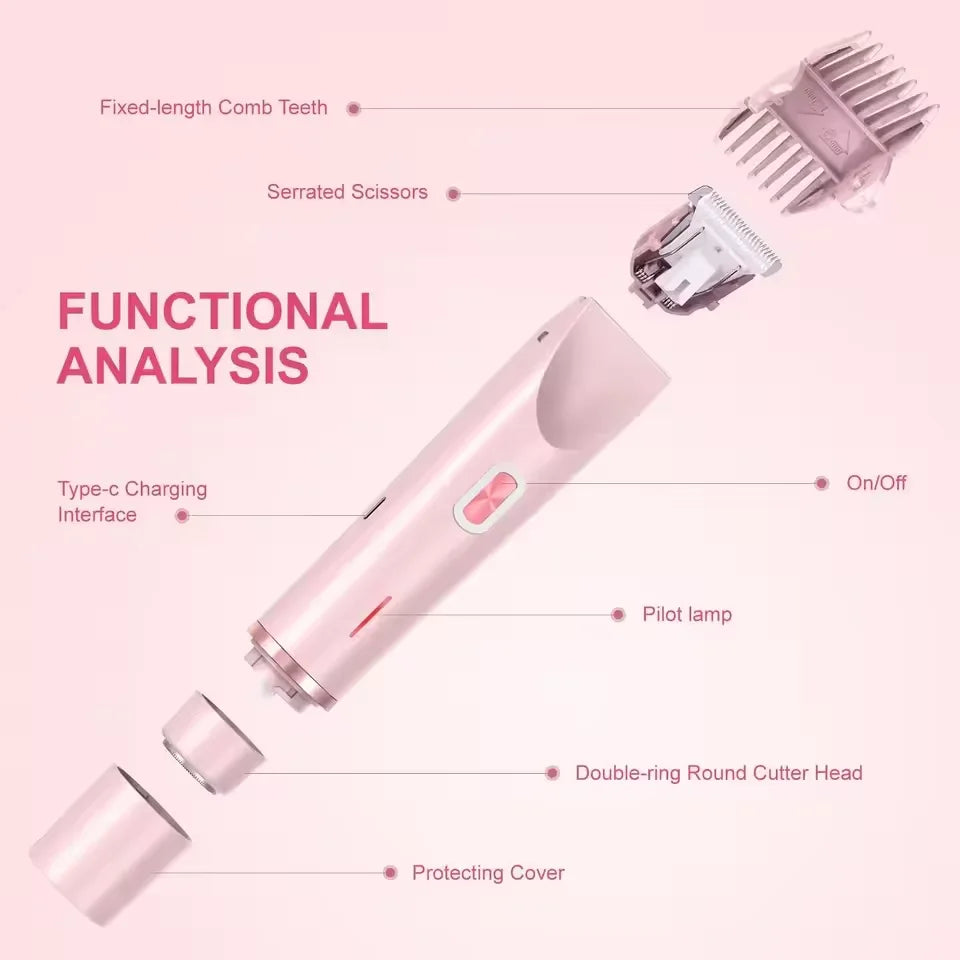 Electric Razors for Women 2in1 Bikini Trimmer Facial Mustache Shavers for Ladies Body Underarms Legs Portable Painless Epilator