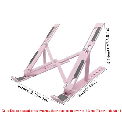 Adjustable Laptop Stand - Folding, Lifting, And Cooling Functions, Seven Non-Slip Lift Positions For Easy Desk Organization,