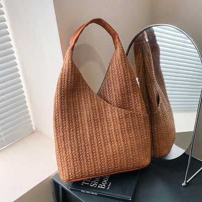 Fashion Straw Bag Designer Shoulder Bag Women Tote Summer Beach Vacation Bag Bohemian Shopping Pocket Crossover Sacos De Ombro