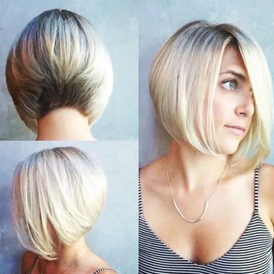 Women's Fashion Wig Natural Brown Short Bob Hair Wig with Side Bangs Daily Party Wigs for Women Female Heat Resistant Fake Hair