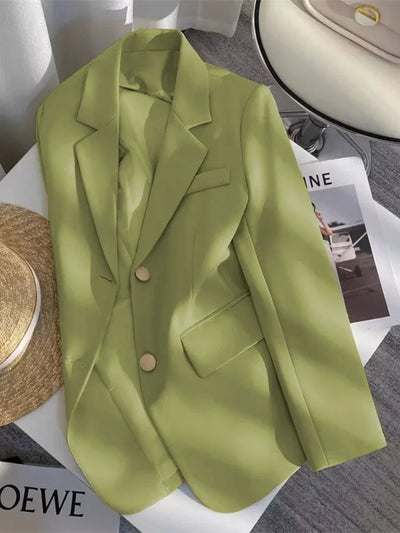 Women's Double Breasted Blazer Chic Office Lady Vintage Coat Fashion Notched Collar Long Sleeve Ladies Outerwear Stylish Tops