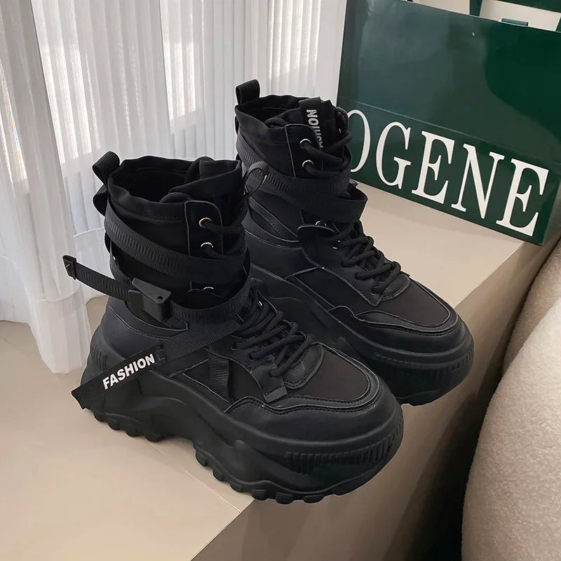 Women's Boots Platform Luxury Designer Shoes for Women  Lace Up Chunky Shoes Breathable Comfort  Ankle Boots Botas De Mujer