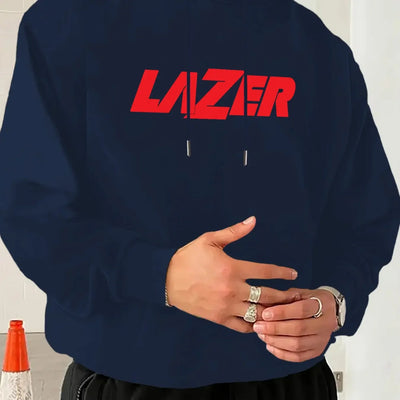 Printed Hoodie - Casual Long-Sleeve Pullover with Front Pocket, Men's Loose Sport Hoodies, Essential Fall and Winter Hoodie