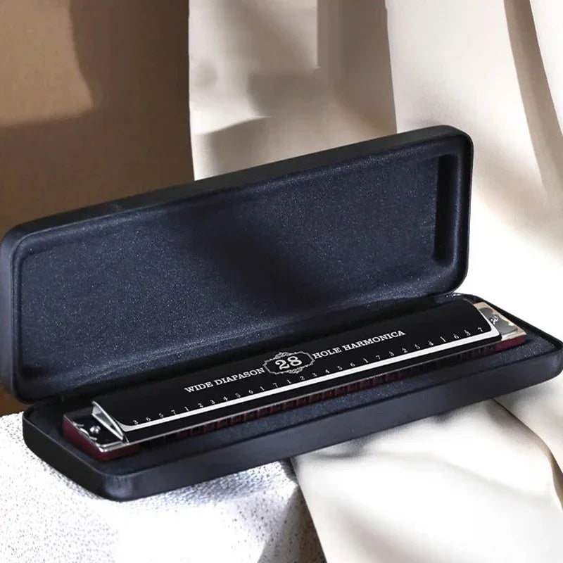 Harmonica 28 holes in key of C  with case for beginners adults professionals students friends gifts