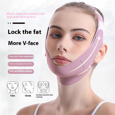 V-Lift Face Mask with Breathable Fabric, Anti-Aging Face Sculpting Band for Double Chin Reduction, Reusable Facial Lifting Strap