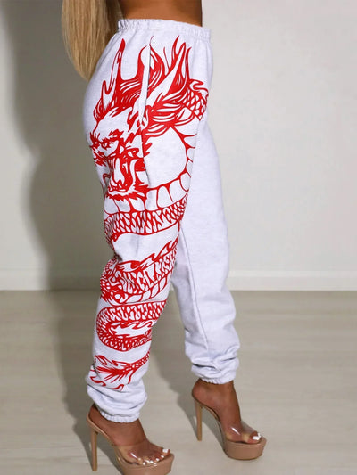 2024 New Women Fashion Elastic Waist Sports Casual Harem Pants Femme Joggers Trouser Printed Sweatpants