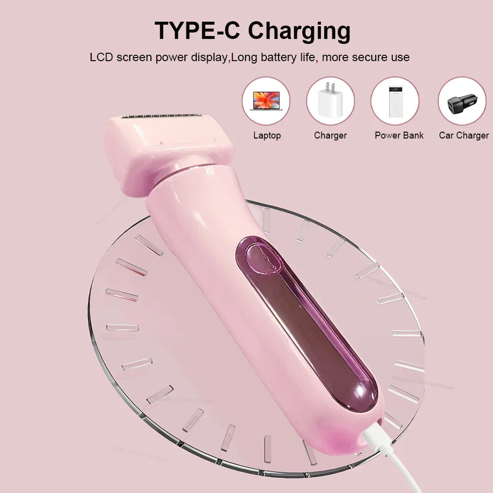 2 in 1 Electric Women Shaver For Bikini Body Leg Armpit Hair Trimmer Dual-Head Ladies Face Mustache Razor Painless Hair Remover