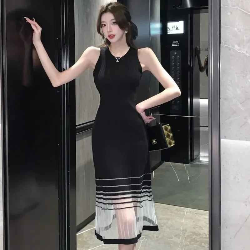 Dresses for Women Black SMidi Woman Dress Party Evening Night Club Prom Casual Youth G Fashion Summer 2024 Retro Sensual Sexy X