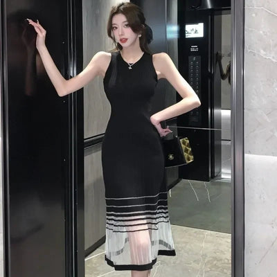 Dresses for Women Black SMidi Woman Dress Party Evening Night Club Prom Casual Youth G Fashion Summer 2024 Retro Sensual Sexy X