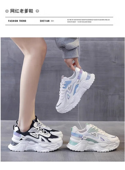 Sports shoes for women 2025 new fashion Korean version trendy fly woven breathable anti slip lightweight running shoes