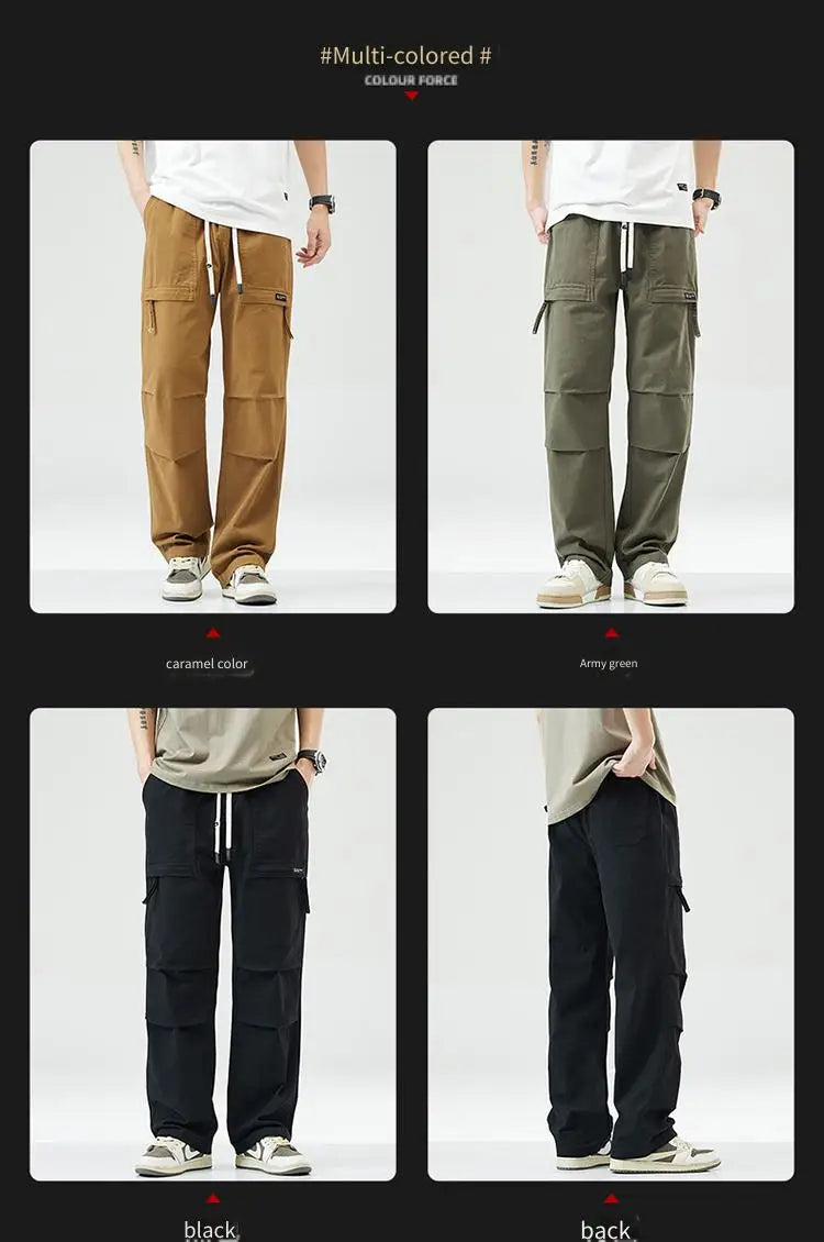 Trousers Male Y2k American Casual Multi-bag Loose Straight Trousers Sport Men's Clothing Male Jeans Pants New in Pants Man Set