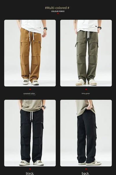 Trousers Male Y2k American Casual Multi-bag Loose Straight Trousers Sport Men's Clothing Male Jeans Pants New in Pants Man Set