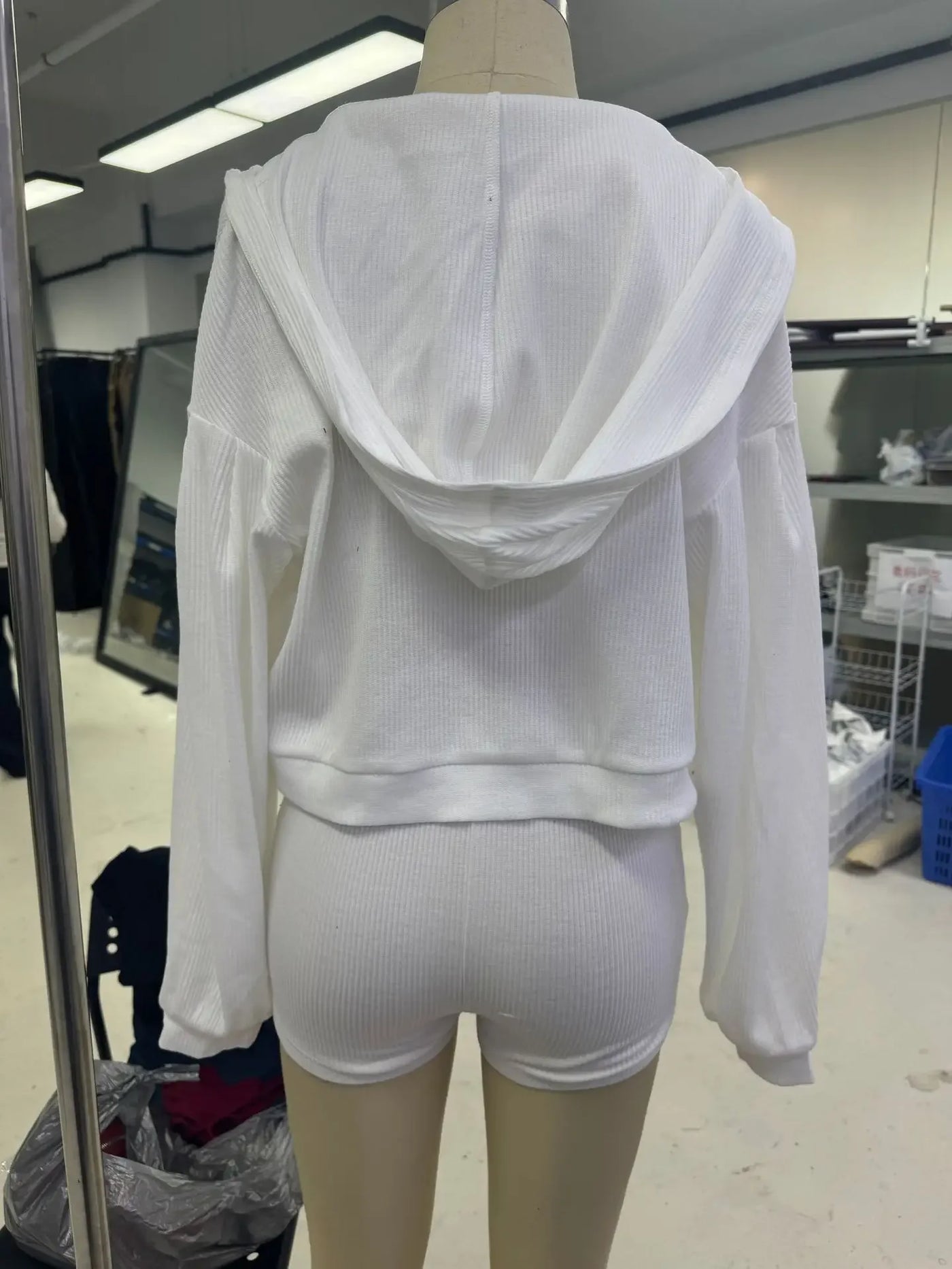 Solid Sport 3 Piece Set Crop Vest Hoodie Tracksuit Women Casual Sweatshirt Coat Mini Short Matching Set Sportswear 3 PCS Outfit