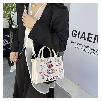 2025 Designer-Inspired Doodle Handbag - Women's Elegant Shoulder Tote, Spacious Summer Crossbody Purse with Top Handle
