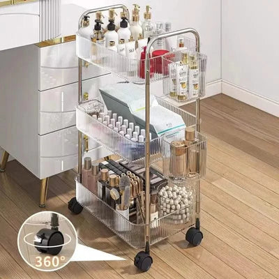 Acrylic Trolley Multilayer Transparent Storage Rack Living Room Snack Storages Shelf Bathroom Mobile Shelf with Wheel Home Items