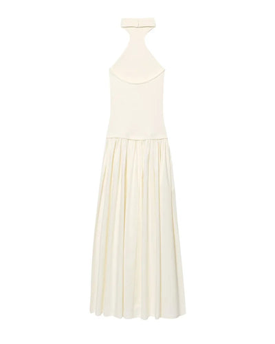 Women's Dress New Summer 2025 White Halterneck Panelled Dress Sexy off-the-shoulder design Elegant temperament Personality