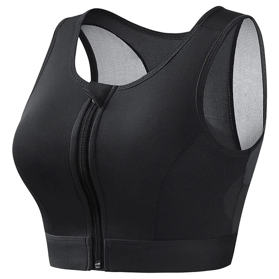 Plus Size Sports Bra for Women High-Strength Shock-Absorbing Gathering Top Running Zipper No Steel Bracket Underwear Yoga Vest