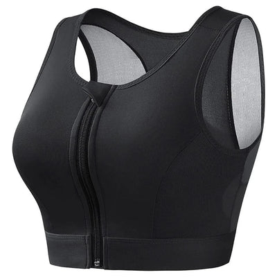 Plus Size Sports Bra for Women High-Strength Shock-Absorbing Gathering Top Running Zipper No Steel Bracket Underwear Yoga Vest