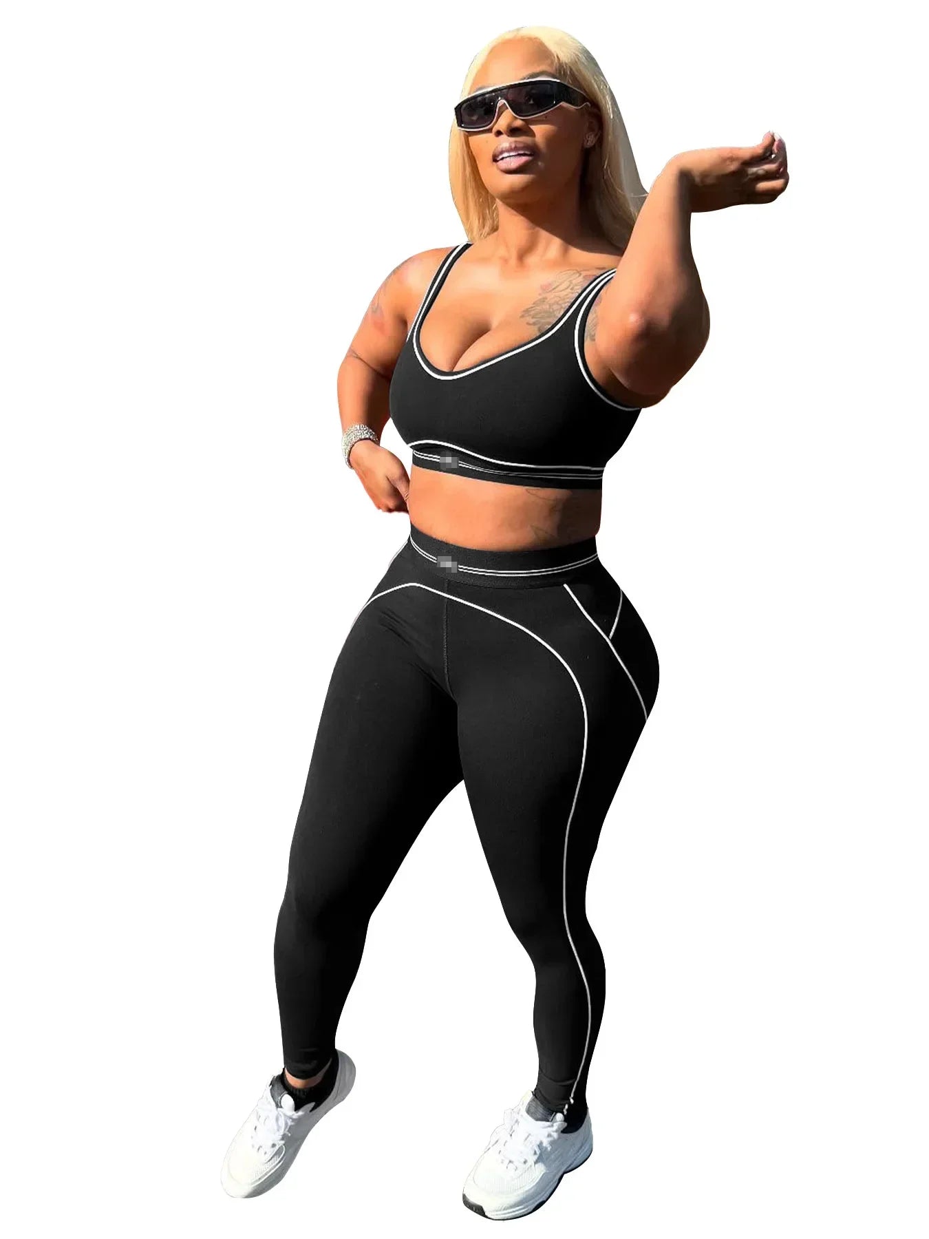 Women Activewear Summer Fitness Gym Yoga Sets Two Piece Set Bra Crop Top And High Waist Leggings Sportswear Training Workout Set