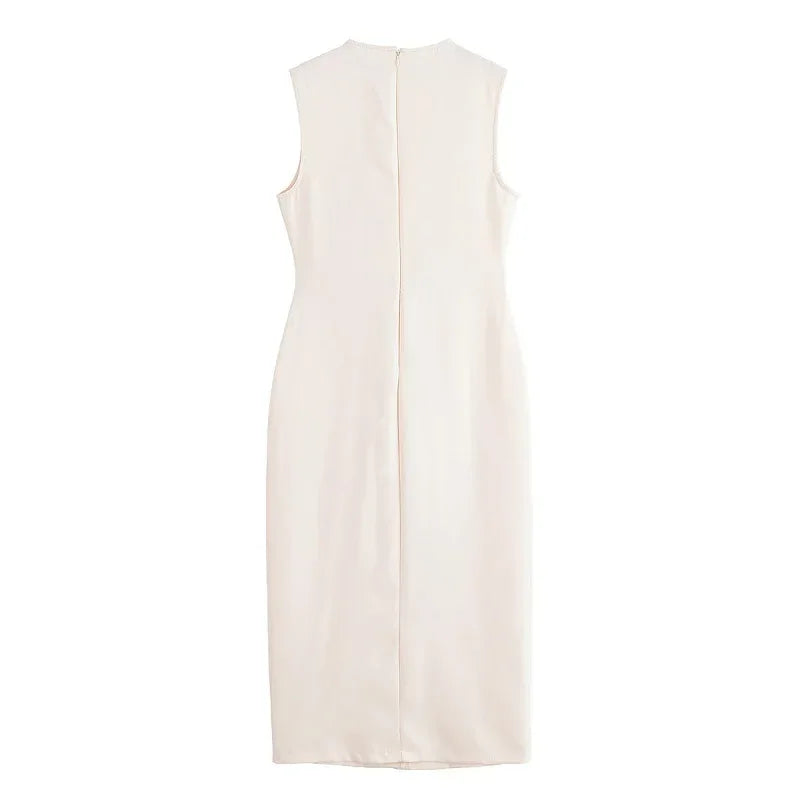 MUJER 2025 Womens Dresses Black Office Long Dresses for Women Spring Sleeveless Midi Dress Woman Belt Button Women's Dress Vest