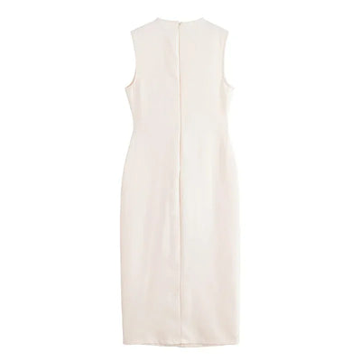 MUJER 2025 Womens Dresses Black Office Long Dresses for Women Spring Sleeveless Midi Dress Woman Belt Button Women's Dress Vest